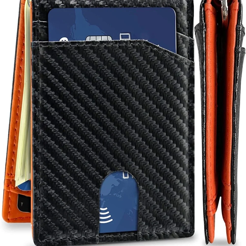 Men’s Bifold Minimalist Wallet 11 Card Capacity with bonus USB Thumb Drive